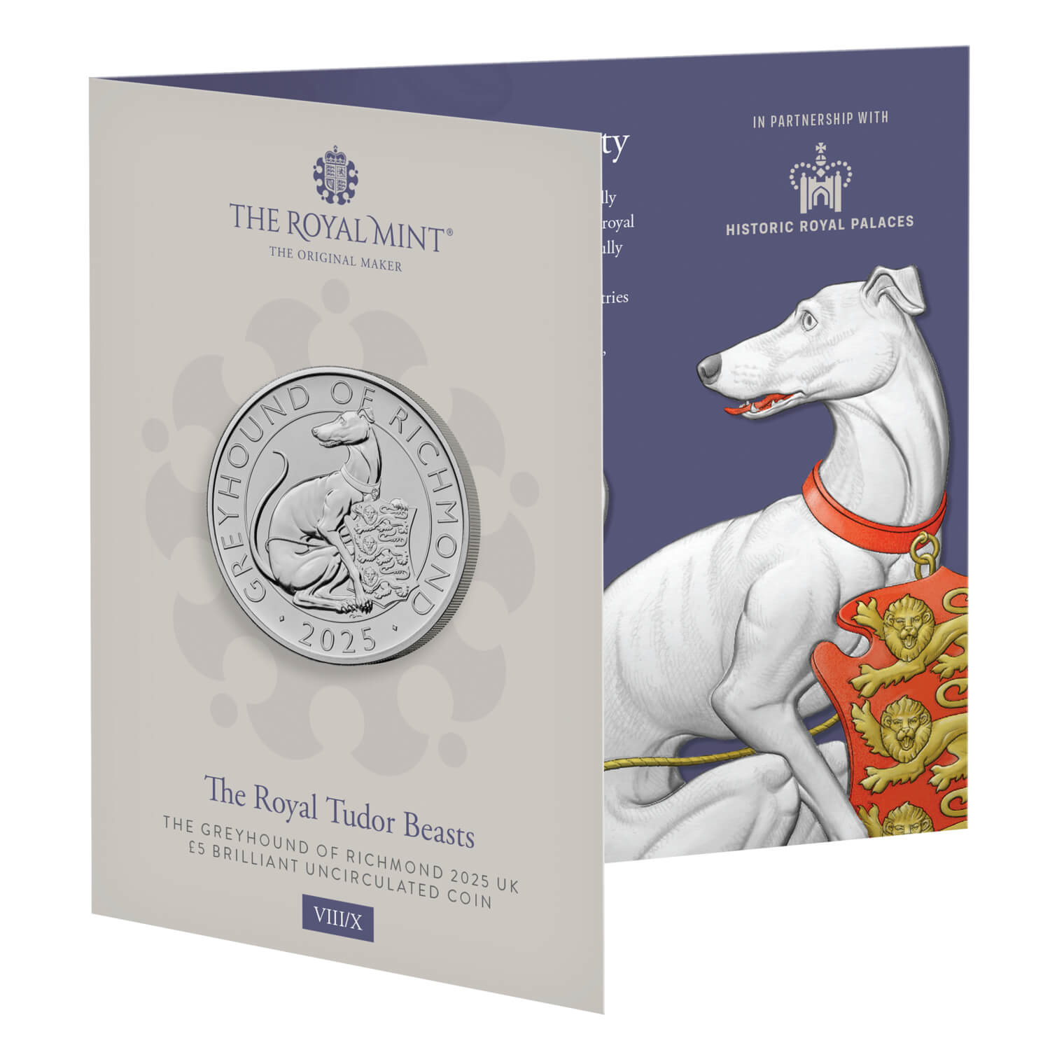 The Royal Tudor Beasts The Greyhound of Richmond 2025 UK £5 Brilliant Uncirculated Coin