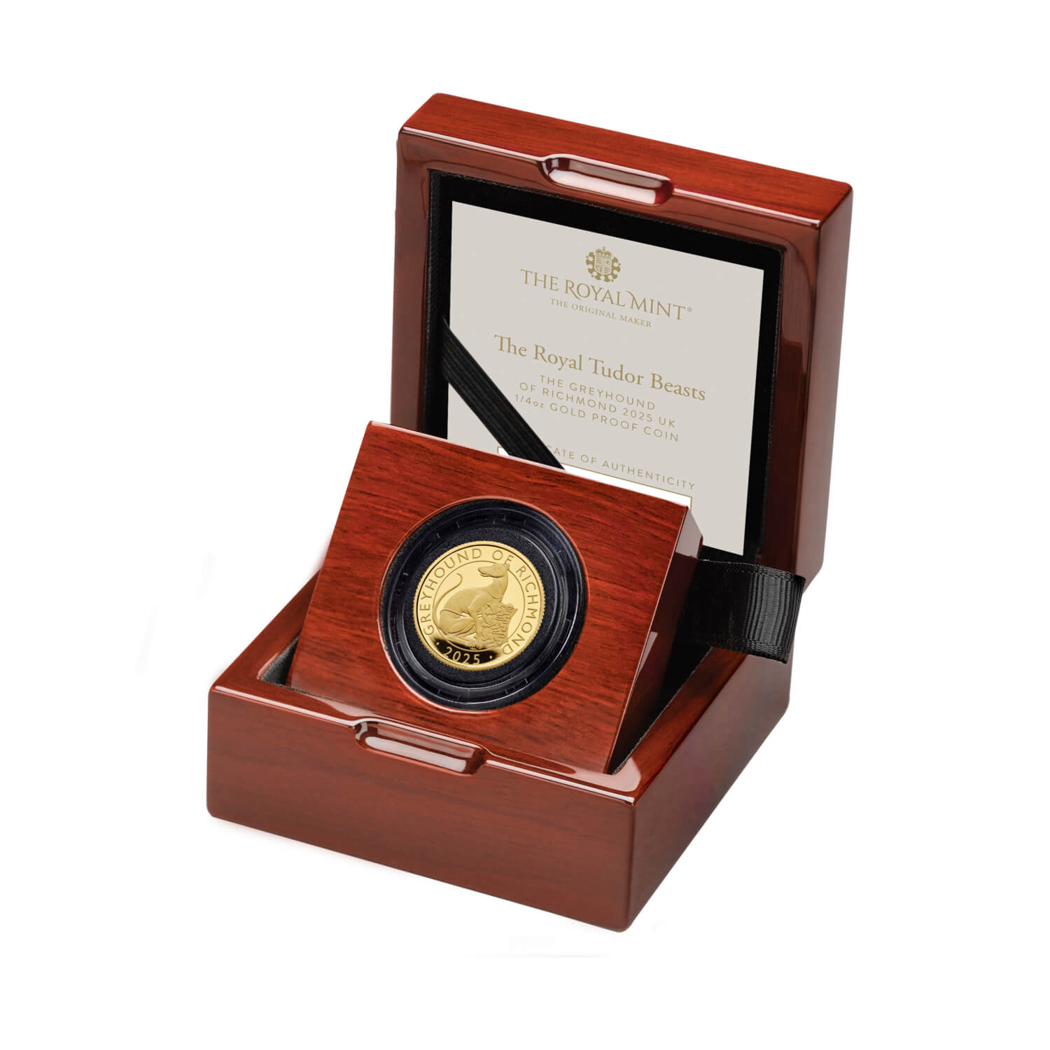 The Royal Tudor Beasts The Greyhound of Richmond 2025 UK 1/4oz Gold Proof Coin