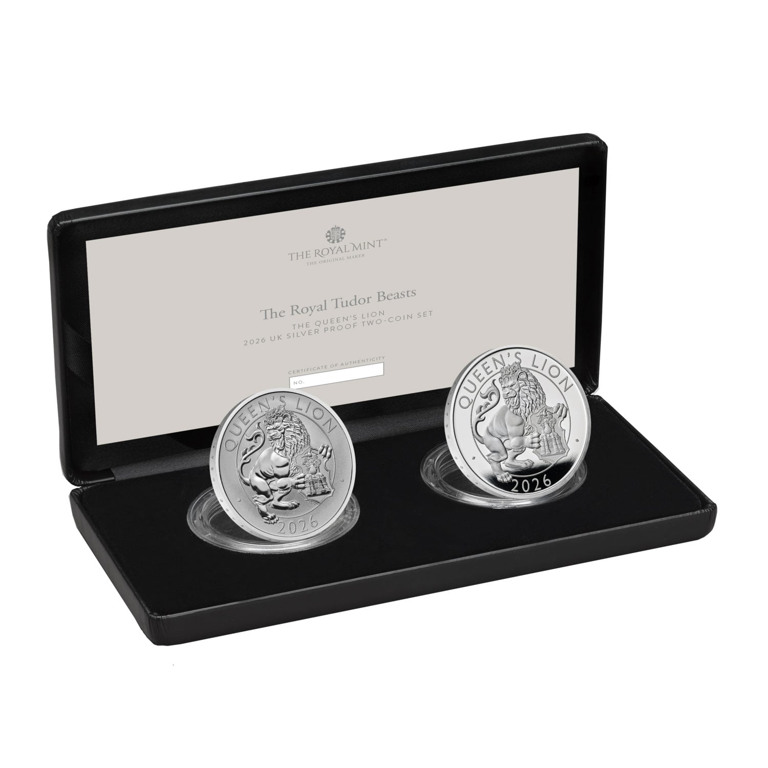The Royal Tudor Beasts The Queen's Lion 2026 UK Silver Proof Two-Coin Set