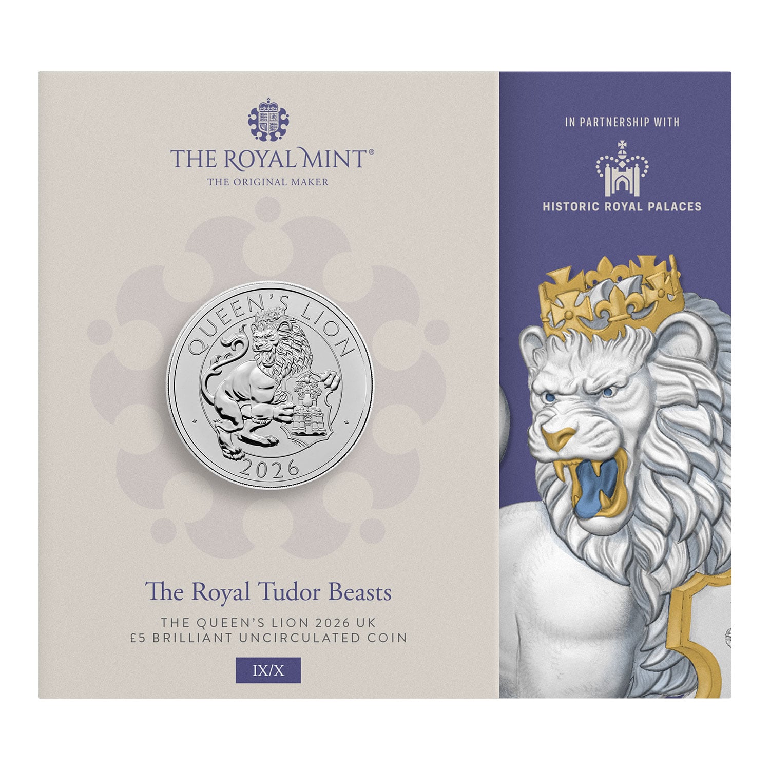 The Royal Tudor Beasts The Queen's Lion 2026 UK £5 Brilliant Uncirculated Coin