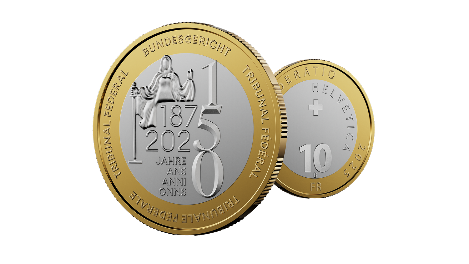 スイス連邦最高裁判所150周年記念 10フランバイメタル貨