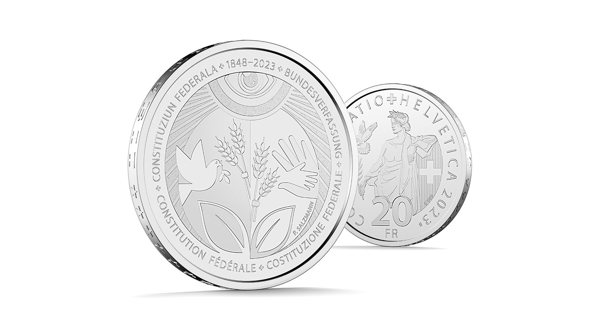 スイス連邦憲法制定175周年記念 20フラン銀貨