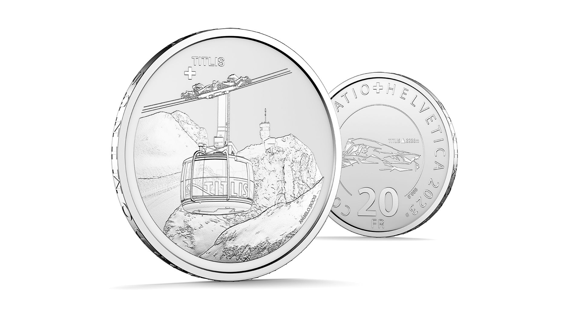 スイス空中ケーブルカーシリーズ ティトリス 20フラン銀貨